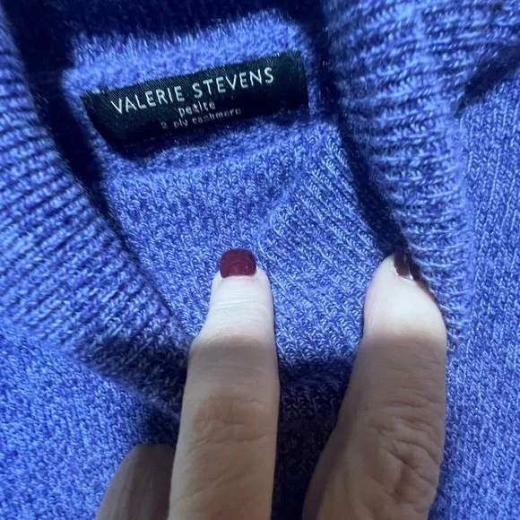 Valerie Stevens 2-Ply Cashmere Turtleneck Sweater Purple Soft Luxe Knit - Picture 3 of 7